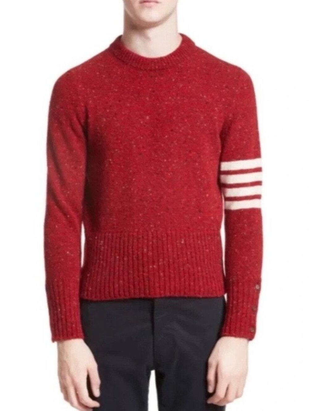 THOM BROWNE Red Wool 4 Bar Sweater Size Medium+ READ